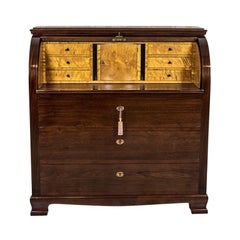 Secretary Desk in the Biedermeier Type Veneered with Mahogany, circa 1950
