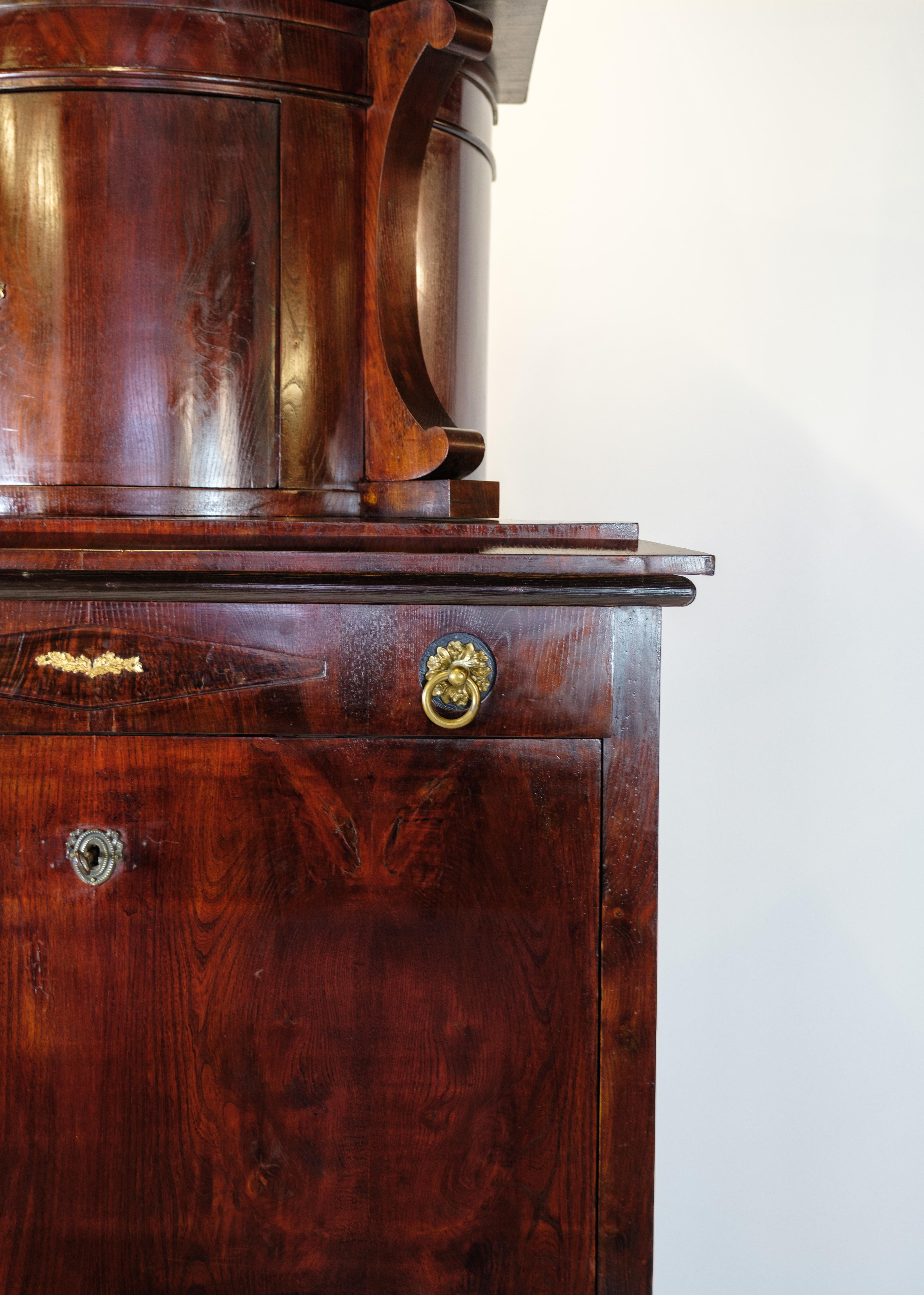 Secretary in mahogany with brass fittings and Intarsia from the 1840s For Sale 6