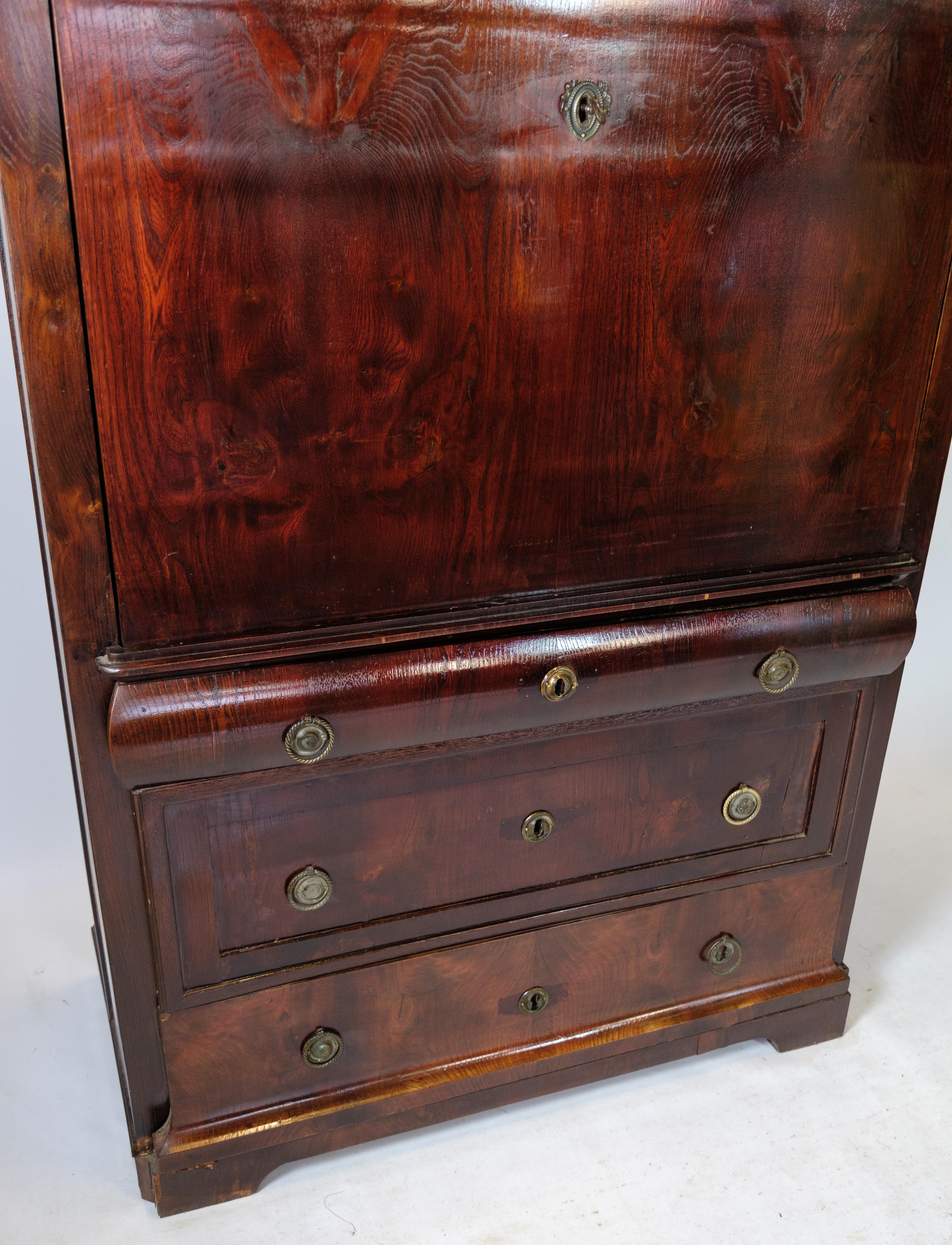 Secretary in mahogany with brass fittings and Intarsia from the 1840s For Sale 7