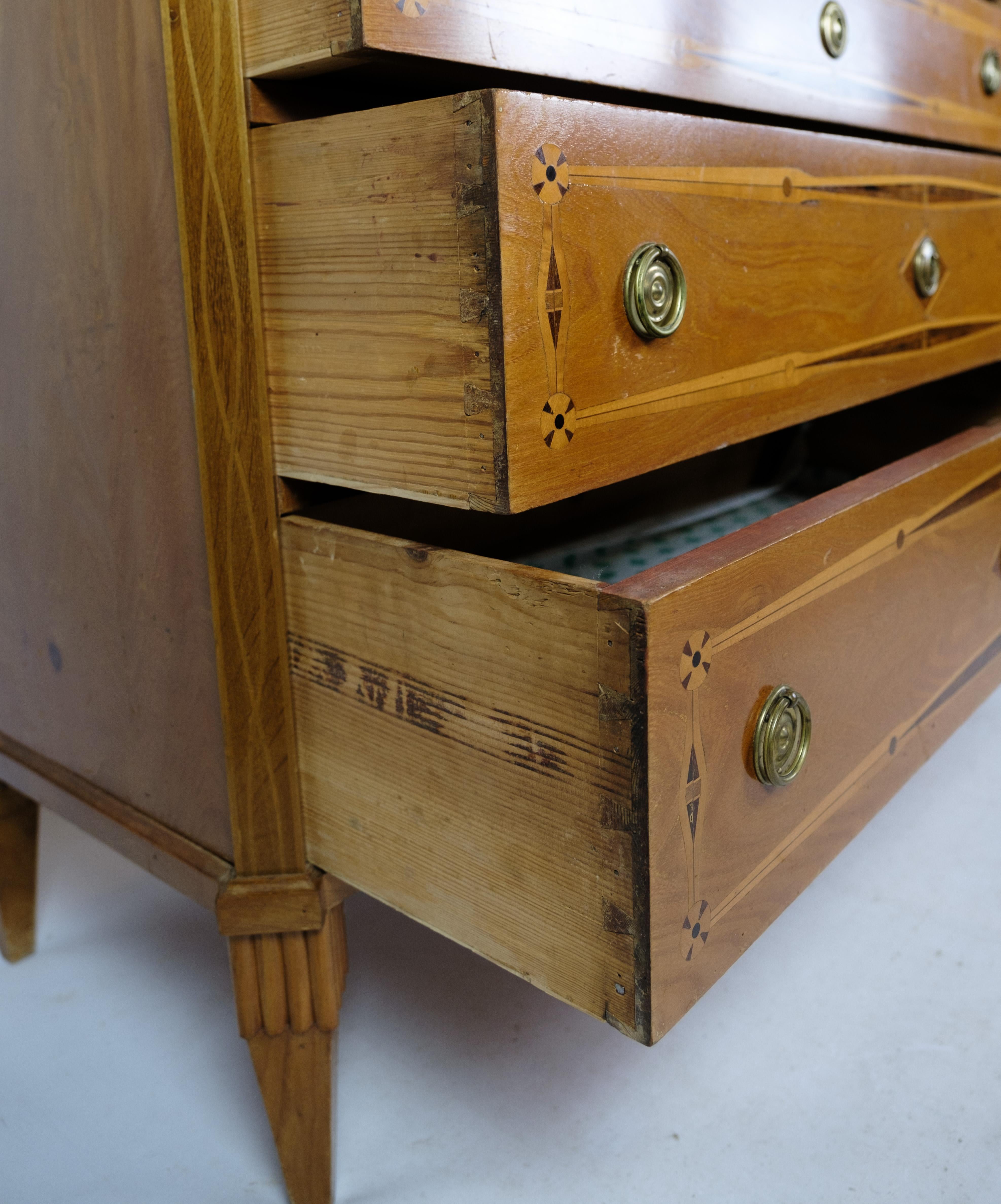 Secretary in Mahogany With Inlaid wood and Brass Handles from the 1790s For Sale 1