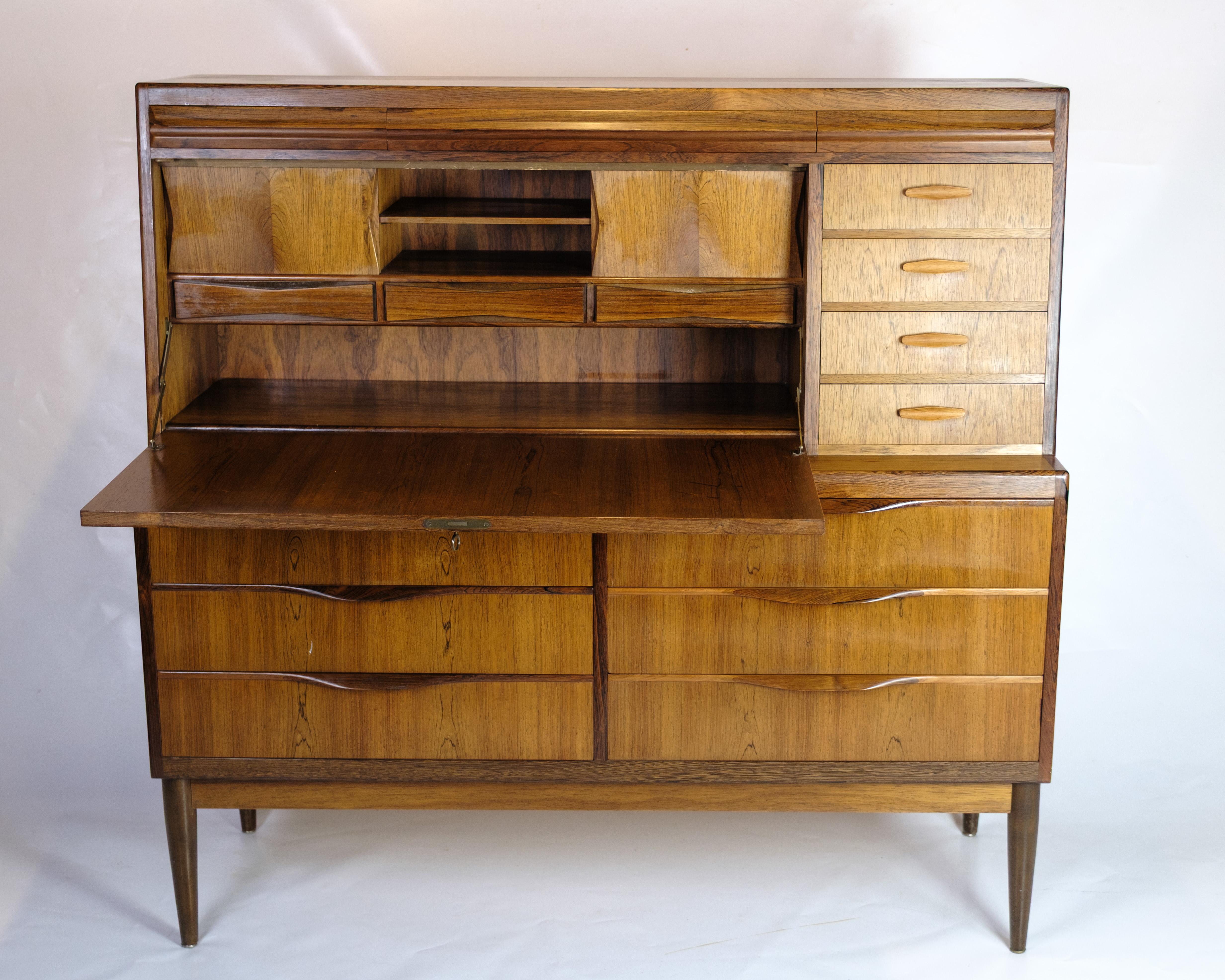 Mid-Century Modern Secrétaire en bois de rose d'Erling Torvits, design danois des années 1960 en vente