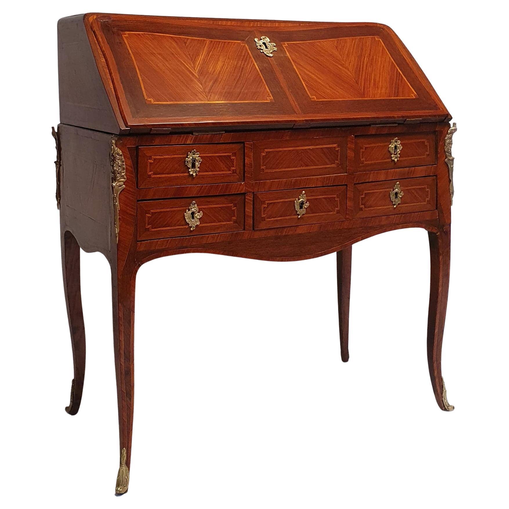 Secretary Period Transition Louis XV, Louis XVI, Palissander & Rosewood, 18th For Sale