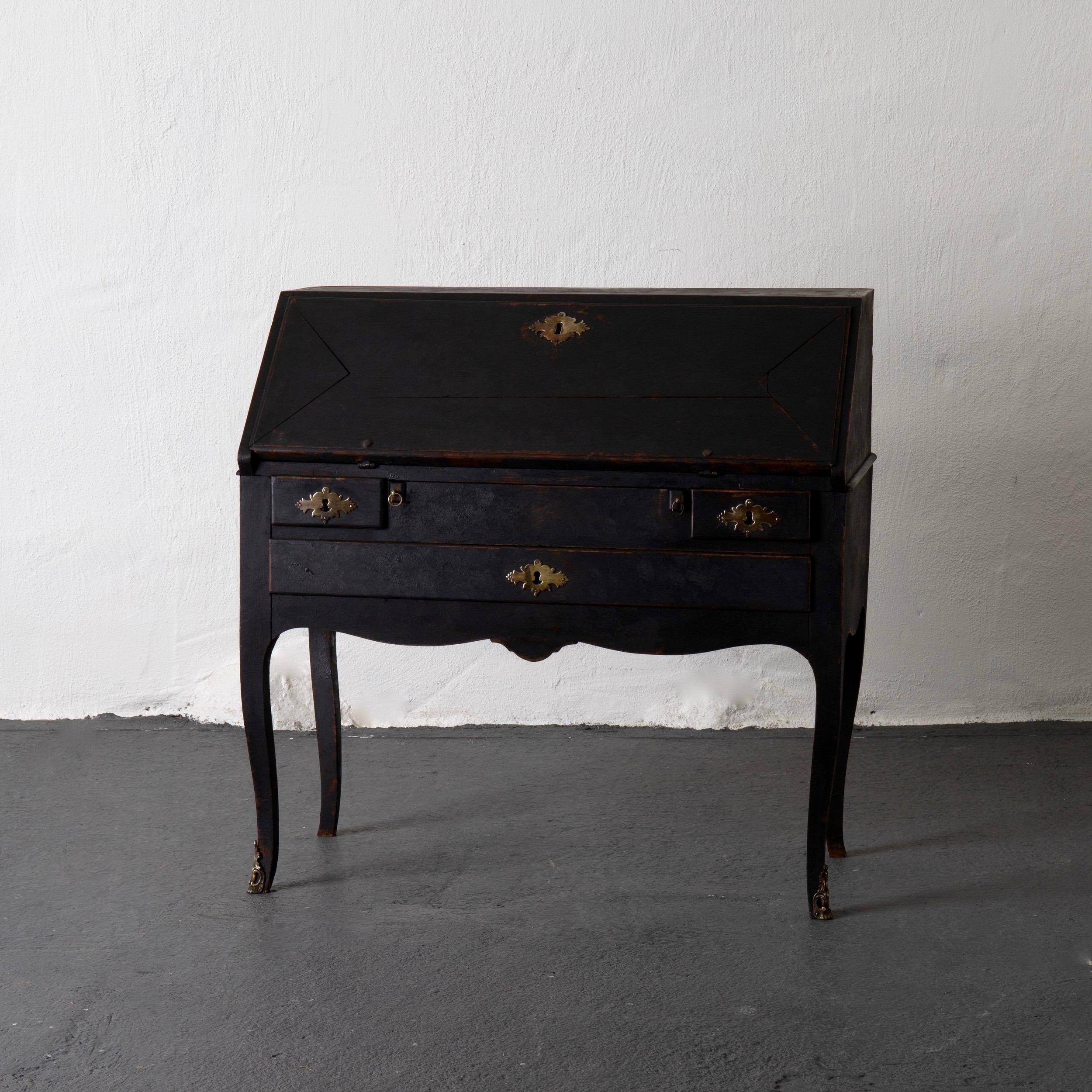 Secretary Swedish Black Rococo, Sweden In Good Condition In New York, NY