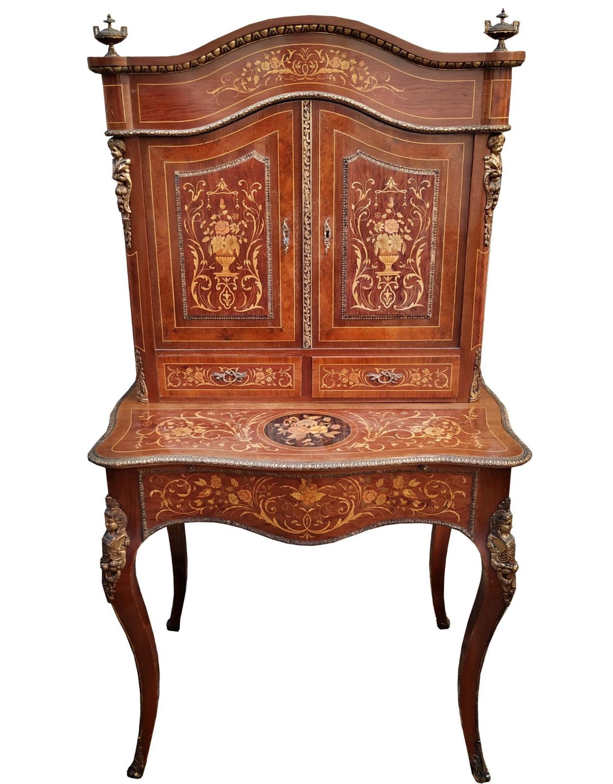 Wood Secretary with Height, French, Louis XV Style, 19th Century For Sale