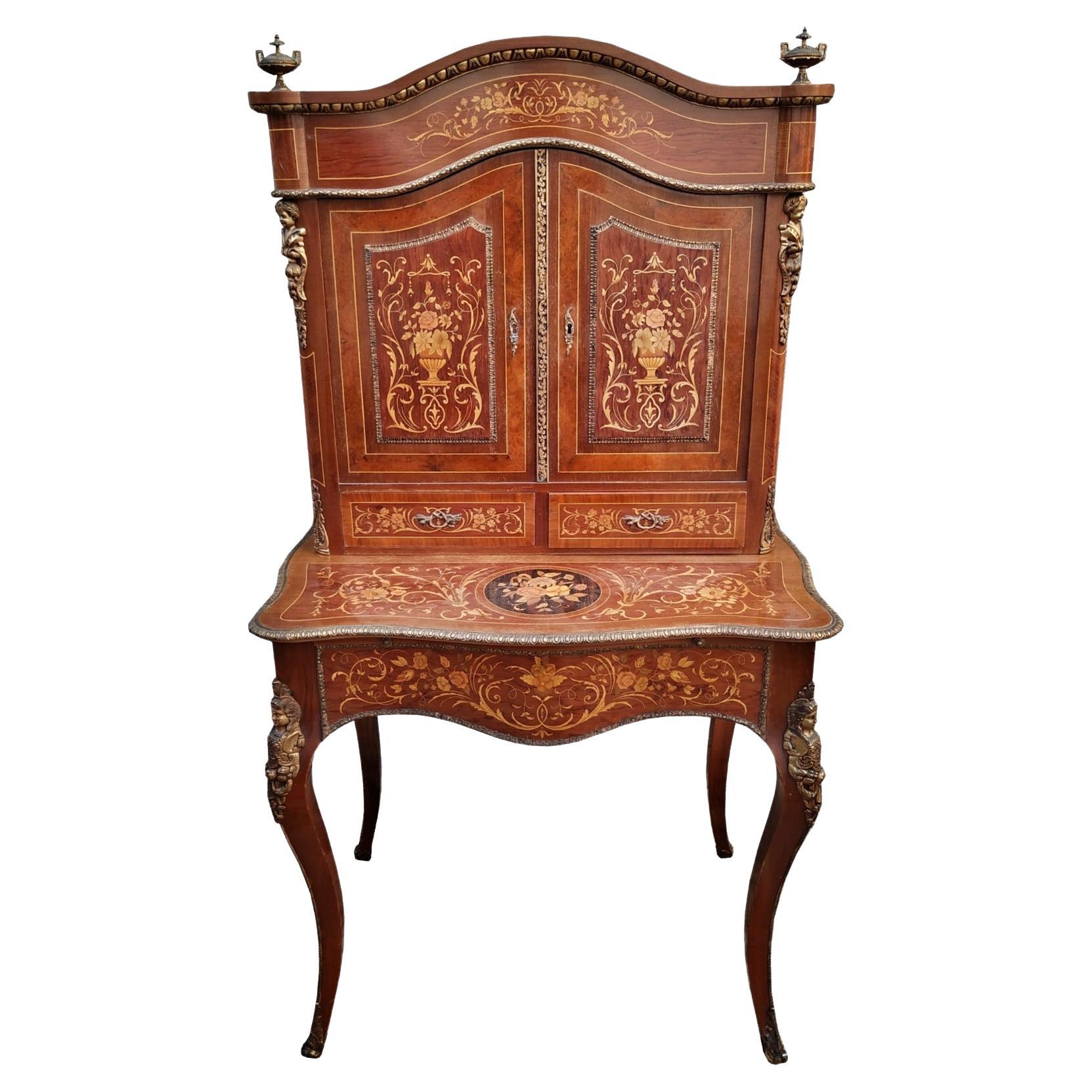 Secretary with Height, French, Louis XV Style, 19th Century