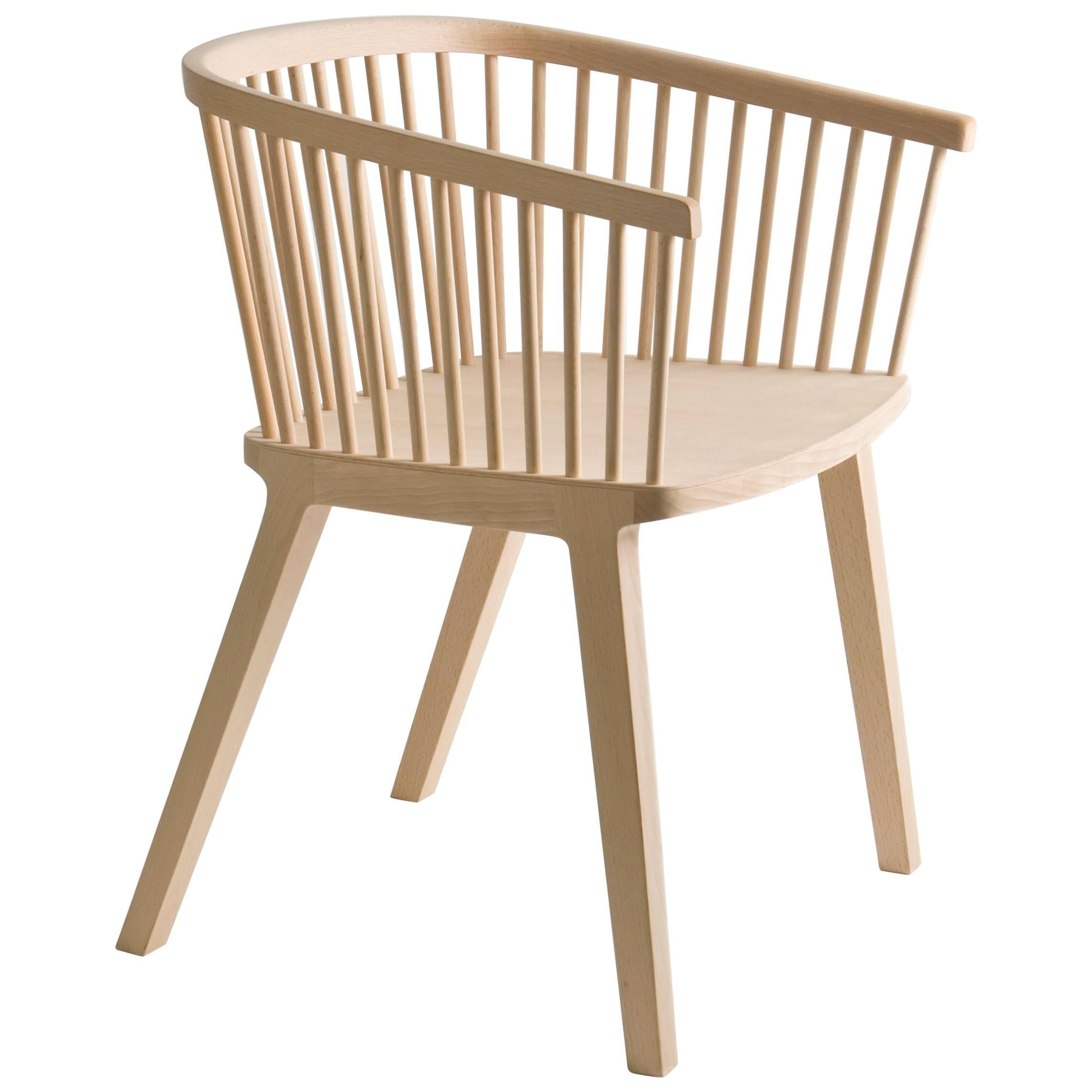 Secreto Armchair, Contemporary Design in solid natural beech made in Italy For Sale