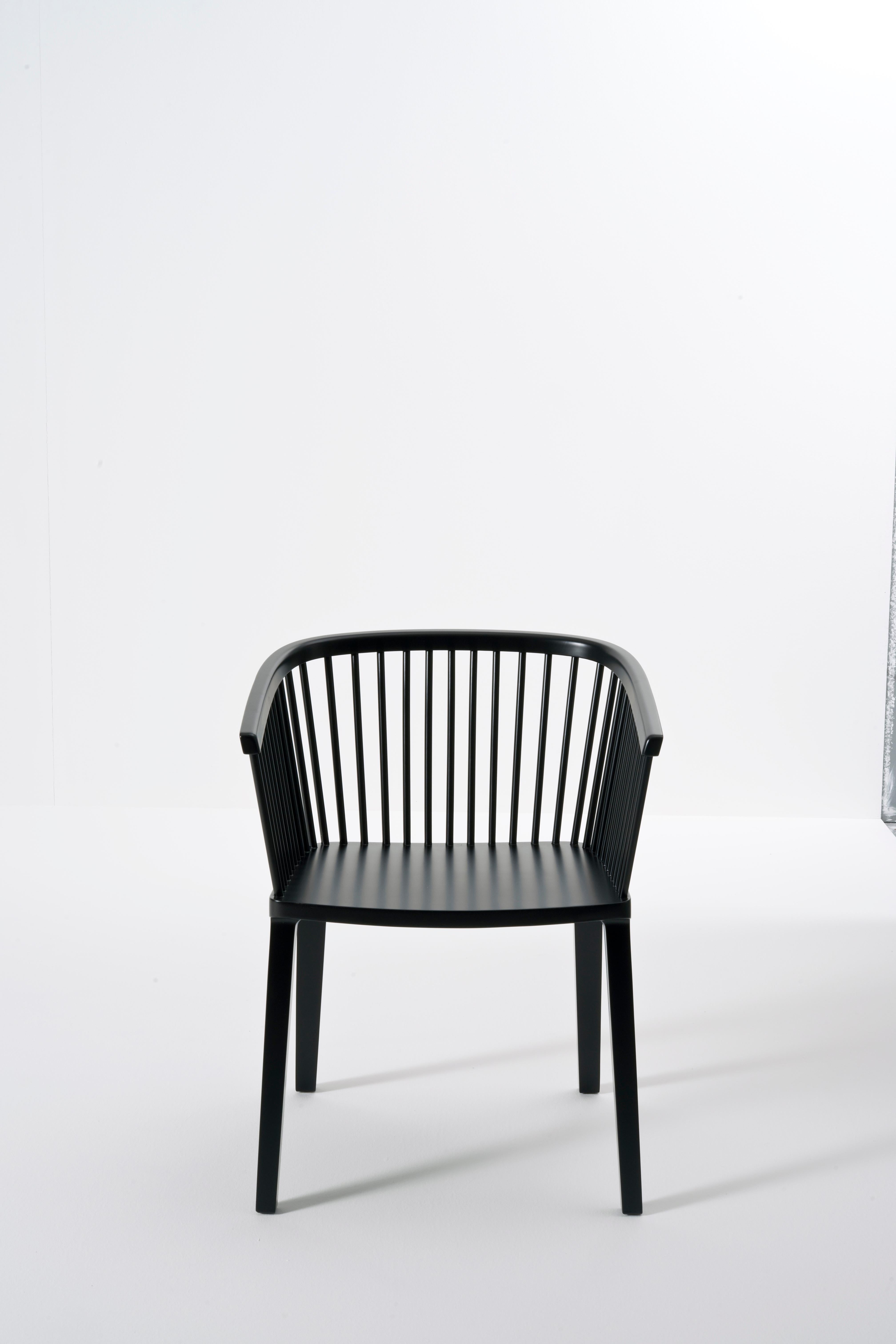 Secreto contemporary Armchair in Beechwood, Grey Felt Cushion, Made in Italy For Sale 6