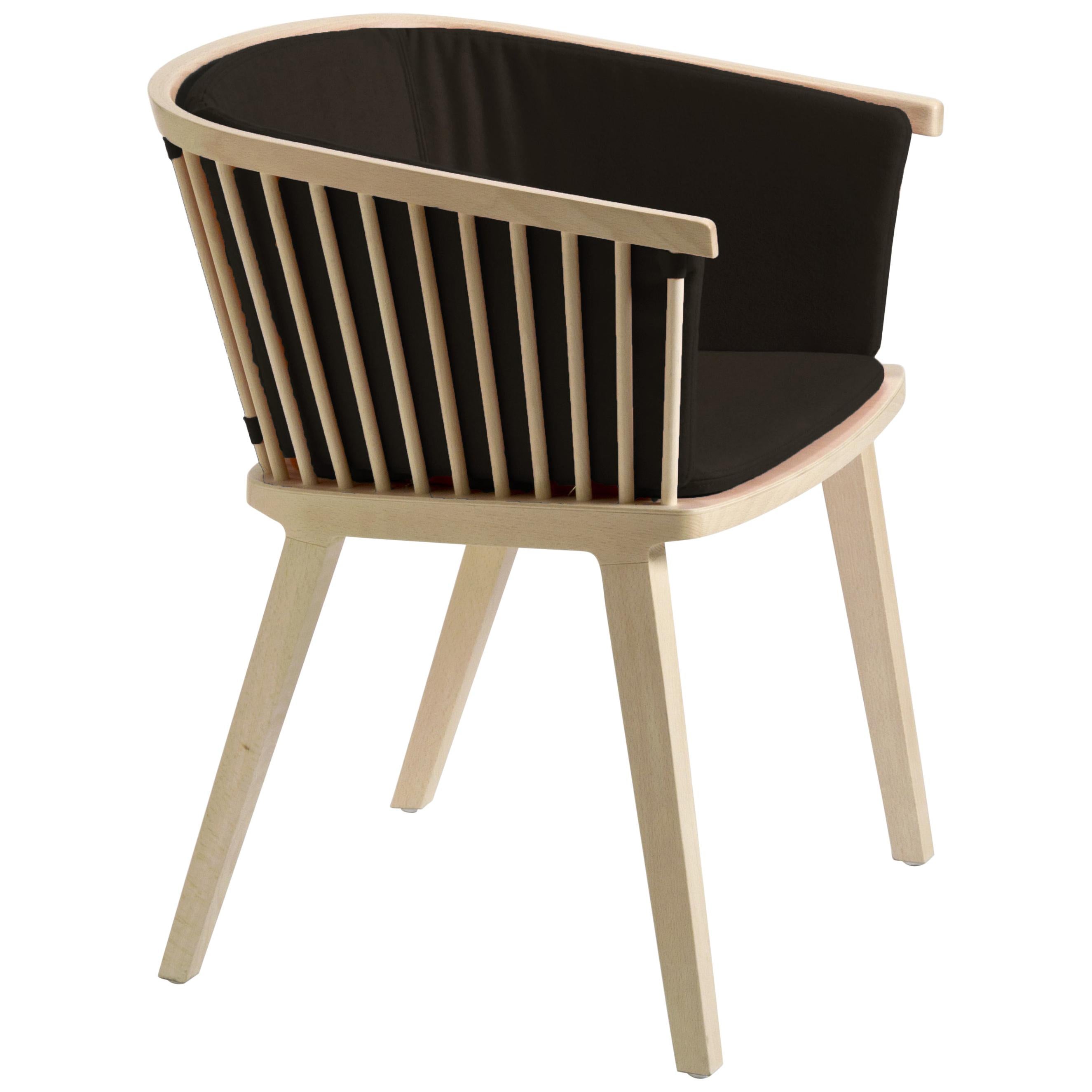 Zeitgenössischer Sessel "Contemporary" aus Buchenholz, graues Filzkissen, hergestellt in Italien