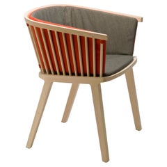 Secreto Armchair in Beech, double face Cushion Orange and Grey, Made in Italy