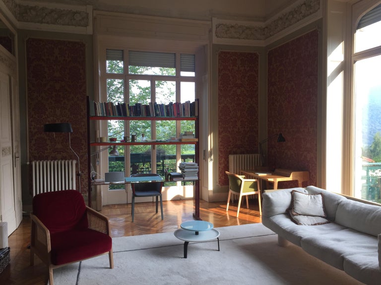 Secreto Round Coffee Table by Colé, Natural Oak and Yellow Lacquered