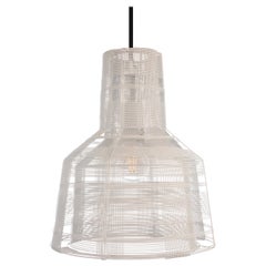 Section Galvanized Iron Pendant Light, White, 14.5 in H