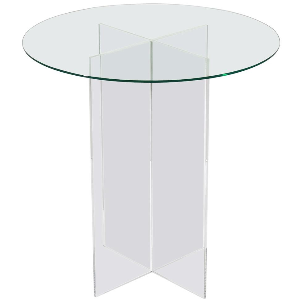 Section Side Table, Clear Glass / Clear Acrylic For Sale