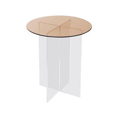 Section Side Table, Rose Glass / Clear Acrylic