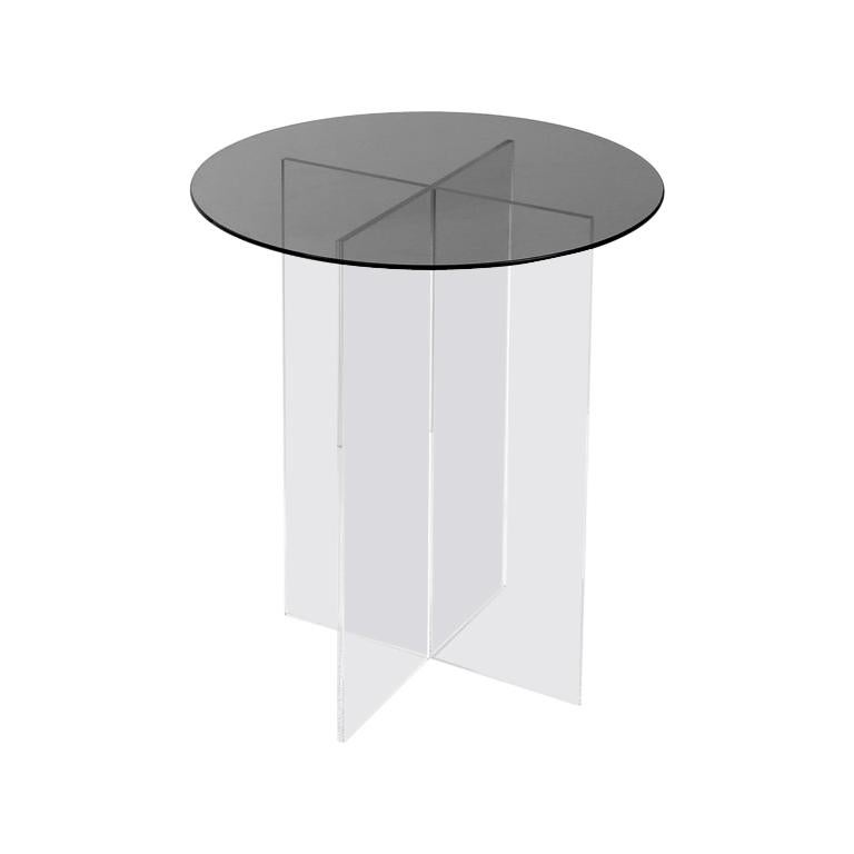 Section Side Table, Smoked Glass or Clear Acrylic For Sale