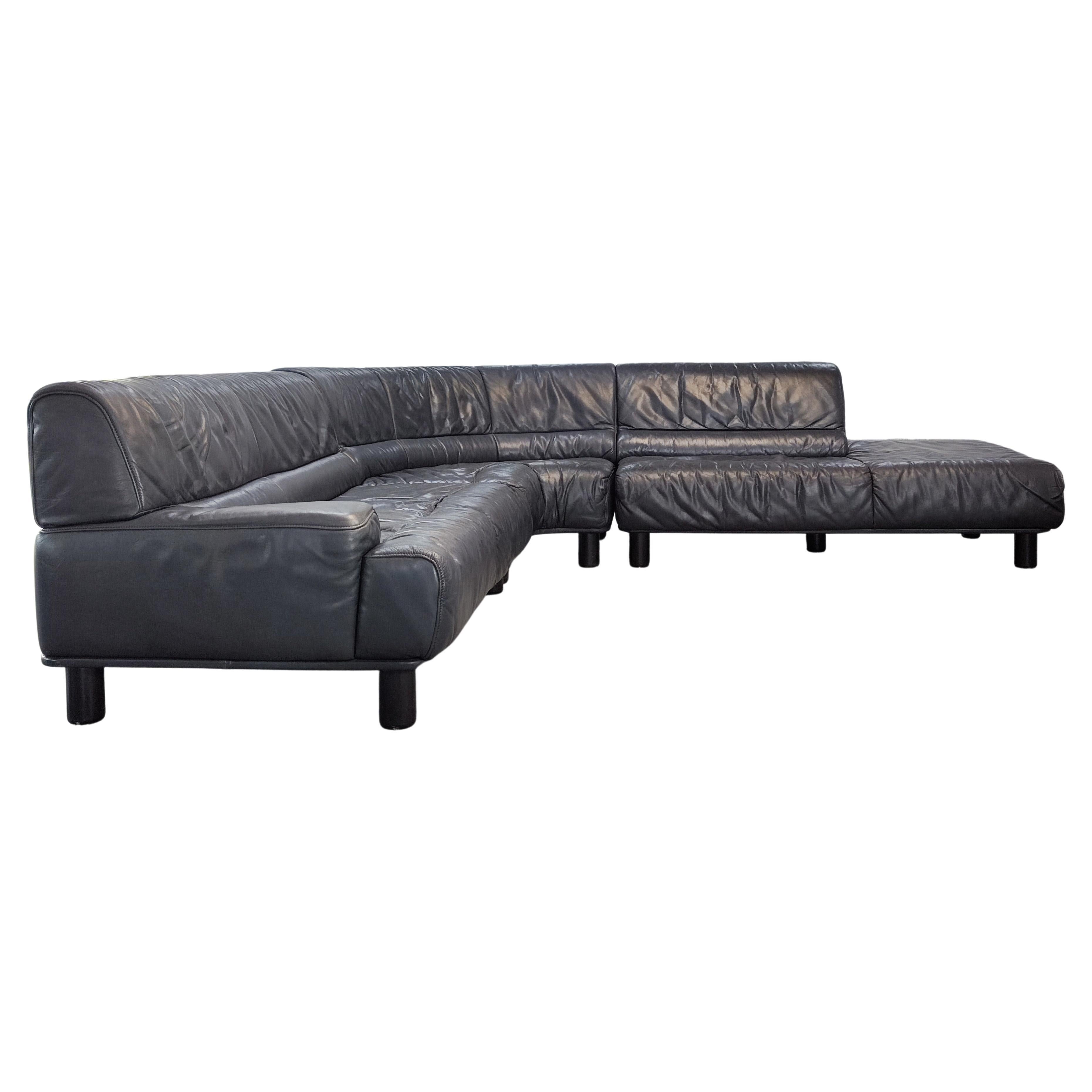 Sectional Anthrazitgraues Leder-Sofa DS-18 von De Sede, Schweiz 1980er Jahre im Angebot