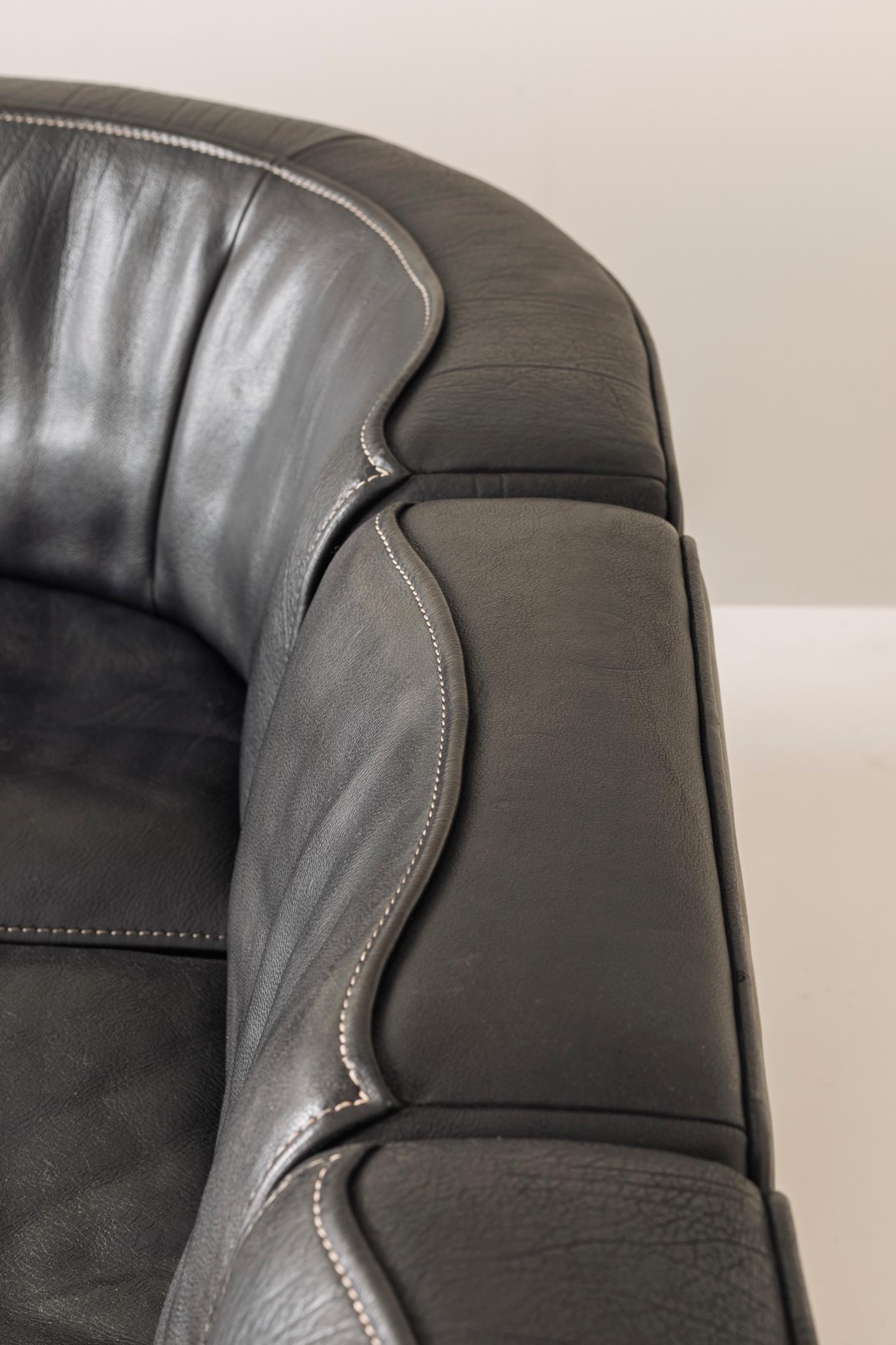 Sectional Black Leather ‘DS15’ Sofa Designed by De Sede, Switzerland, 1970s 5