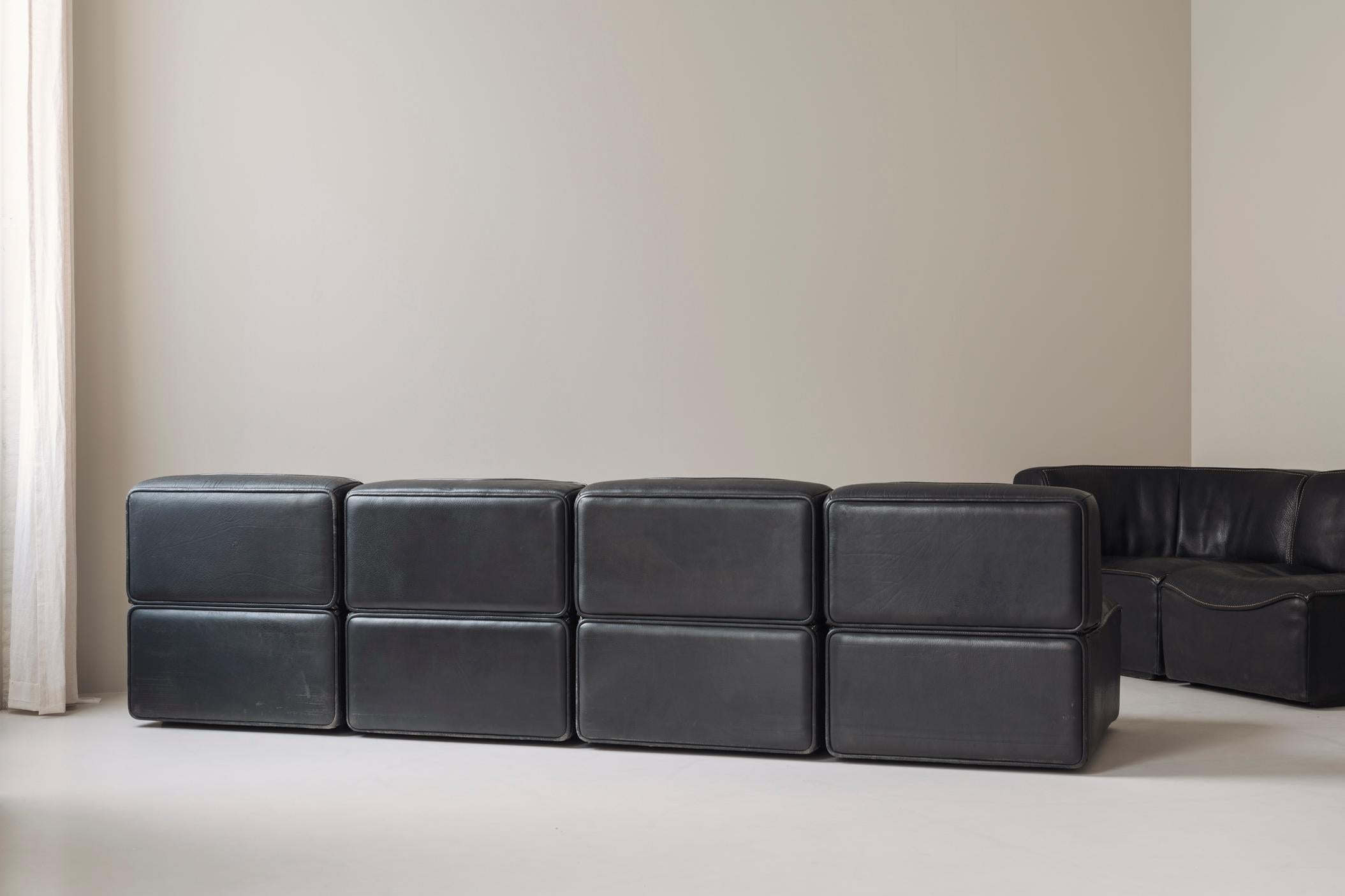 Sectional Black Leather ‘DS15’ Sofa Designed by De Sede, Switzerland, 1970s 8
