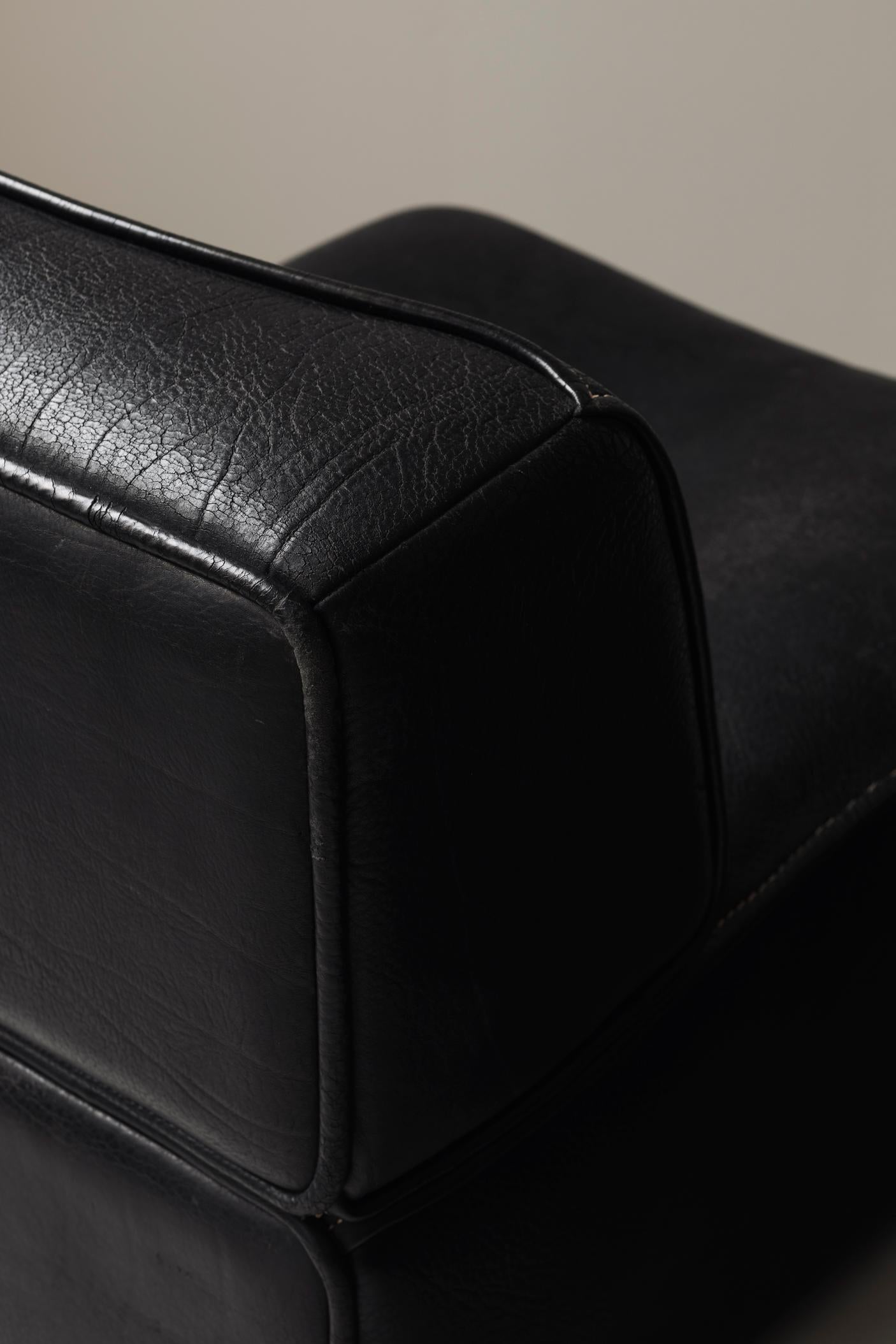 Sectional Black Leather ‘DS15’ Sofa Designed by De Sede, Switzerland, 1970s 10