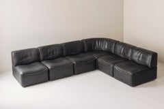 Sectional Black Leather ‘DS15’ Sofa Designed by De Sede, Switzerland, 1970s