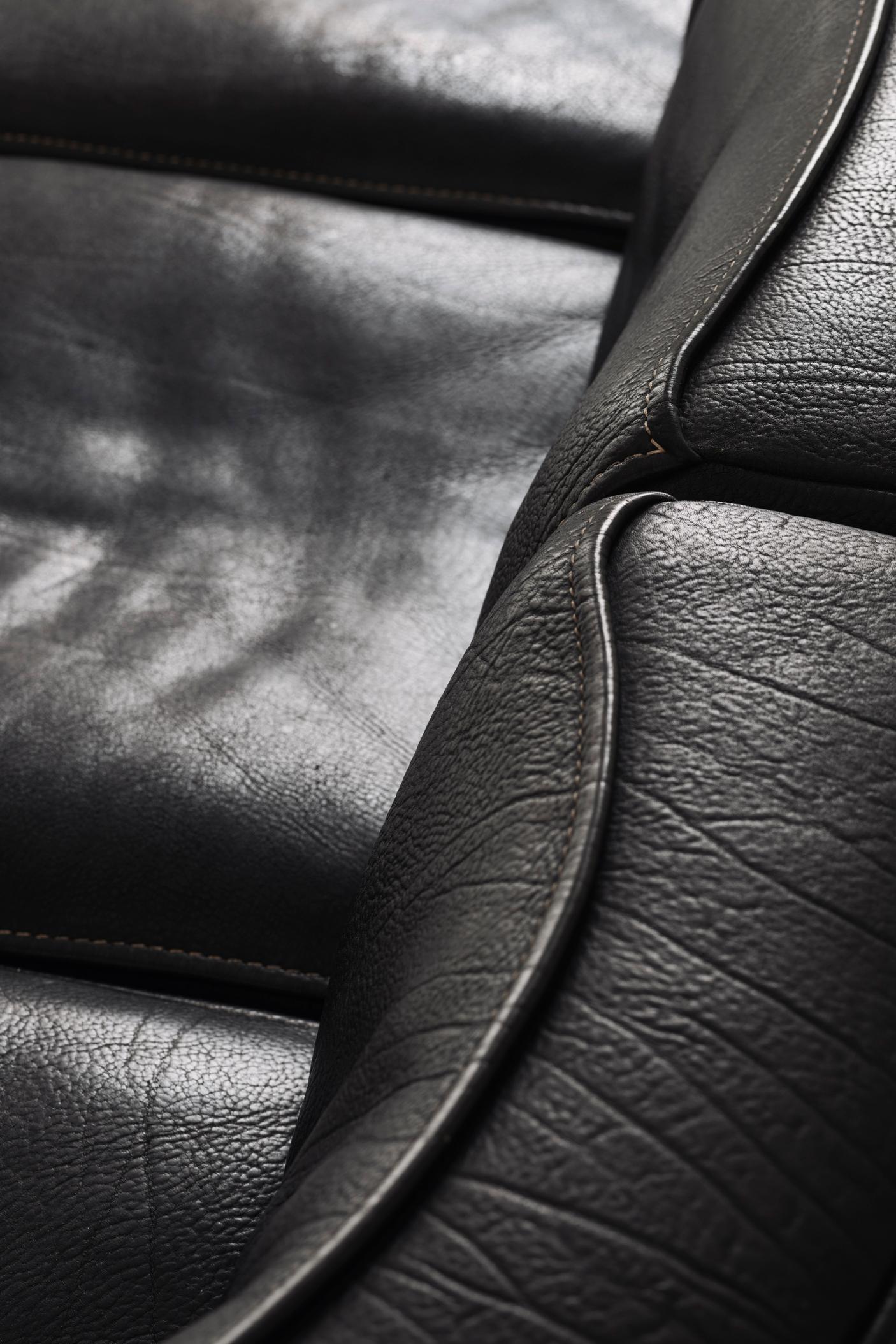 Sectional Black Leather ‘DS15’ Sofa Designed by De Sede, Switzerland, 1970s 2