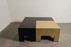 Tavolino componibile, lacca nera e ottone di Robert Kuo, edizione limitata