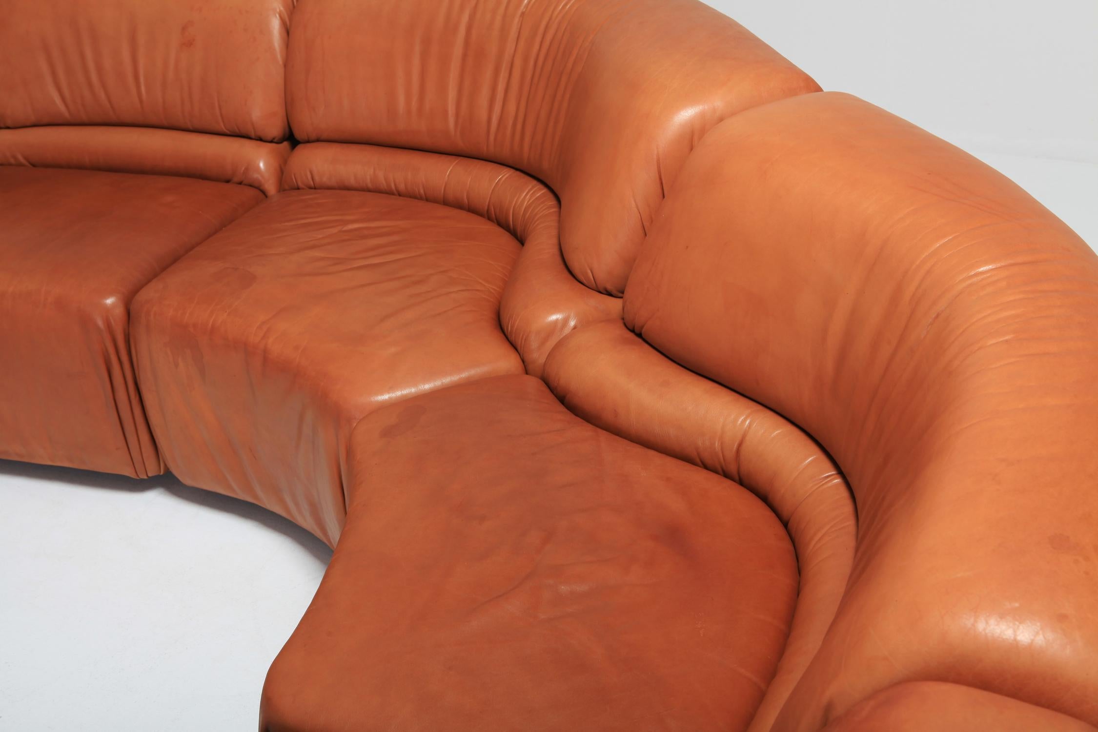 Sectional Cognac Leather Sofa 'Cosmos' by De Sede, Switzerland 6