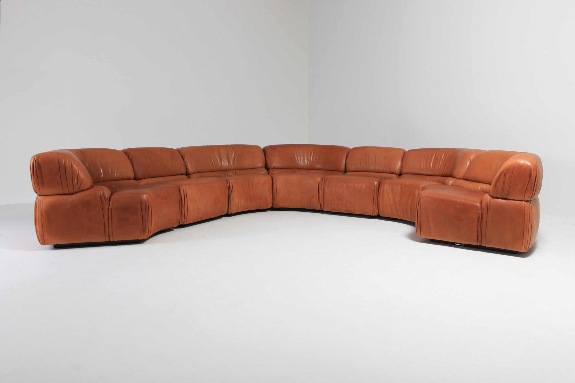 Mid-Century Modern Sectional Cognac Leather Sofa 'Cosmos' by De Sede, Switzerland
