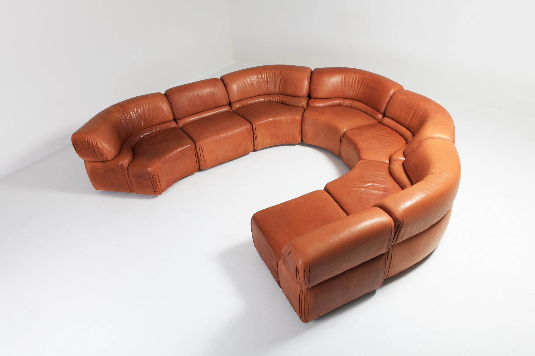 Sectional Cognac Leather Sofa 'Cosmos' by De Sede, Switzerland 1