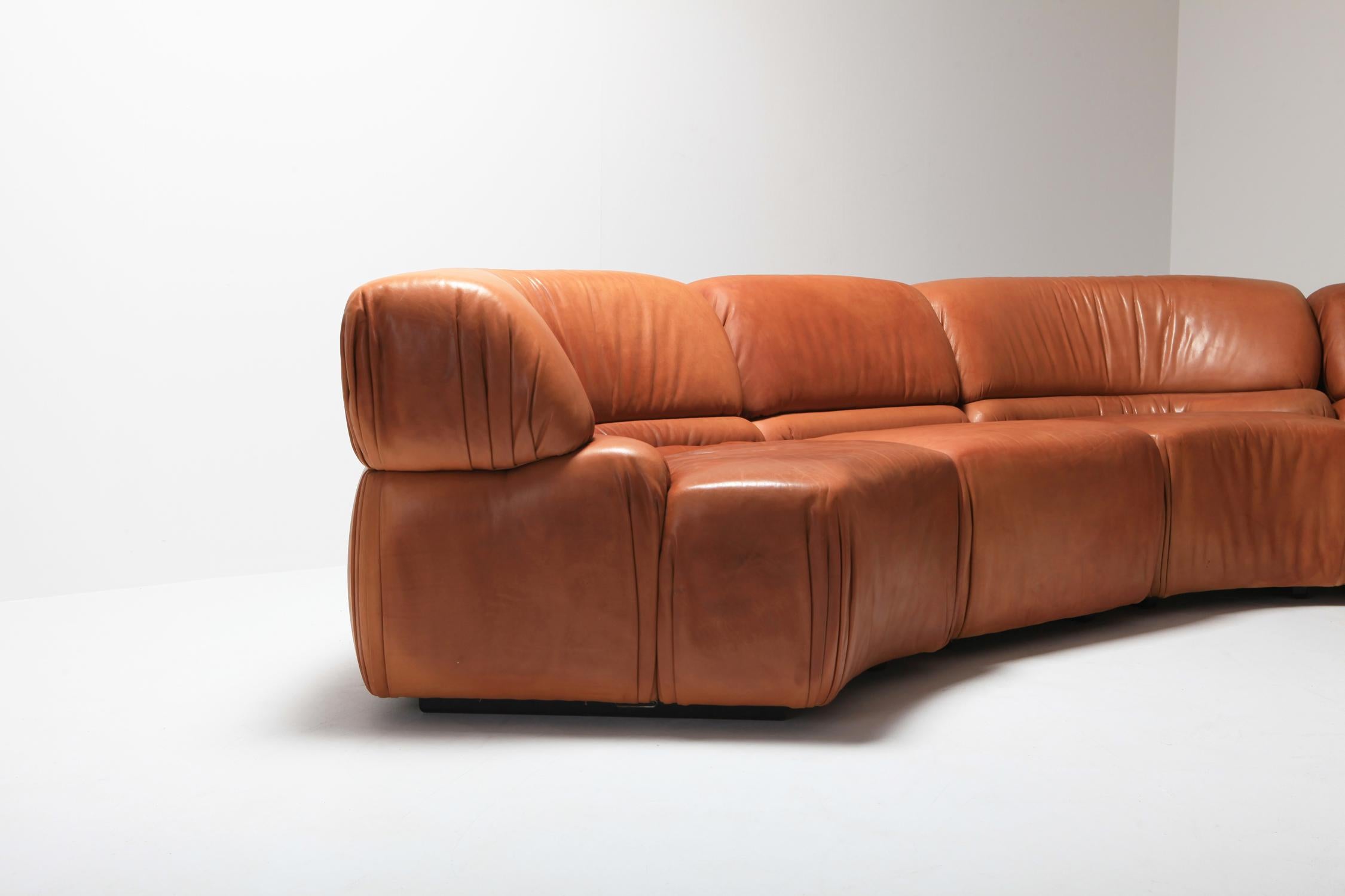 Sectional Cognac Leather Sofa 'Cosmos' by De Sede, Switzerland 2