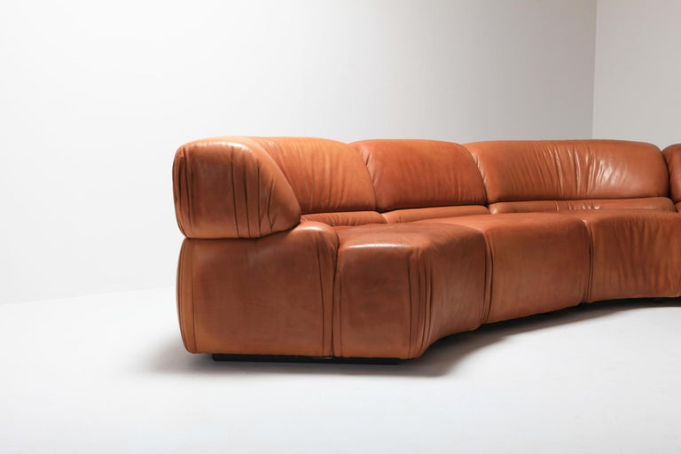 Sectional Cognac Leather Sofa 'Cosmos' by De Sede, Switzerland at 1stDibs