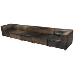 Sectional Corner Sofa in Patinated Leather for Durlet