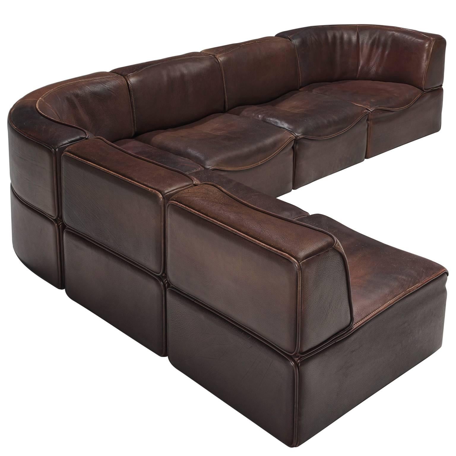 Sectional De Sede DS-15 in Dark Brown Buffalo Leather