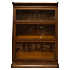 Globe Wernicke Style Sectional Glazed Three Tier Oak Barristers Bookcase