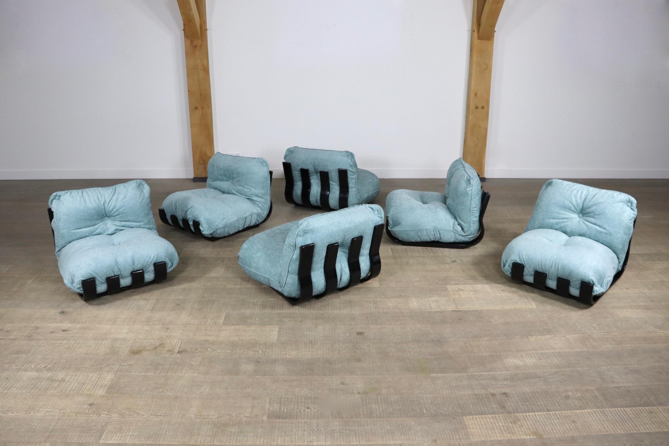 Modulares Gran Visir-Sofa aus blauem Samt von Luciano Frigerio, Italien, 1970er Jahre 11