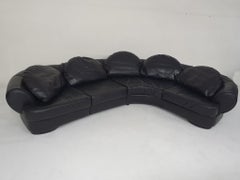 Sectional Leather Sofa Attributed to Wiener Werkstatte, Austria, 1980s