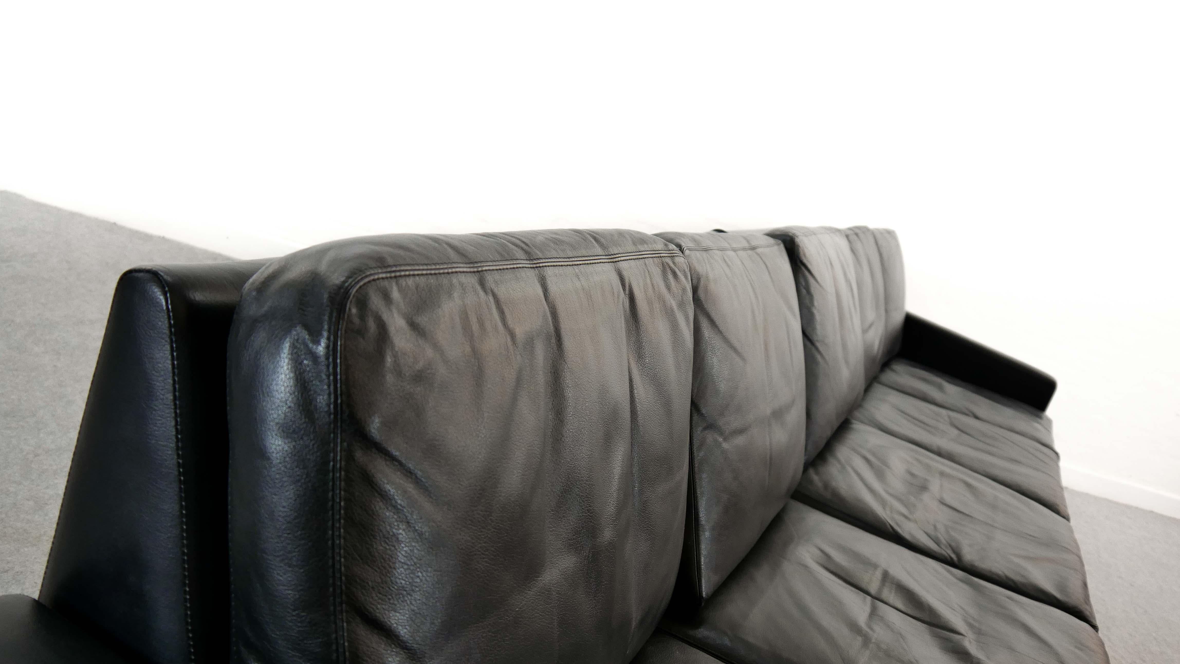 Modulares Conseta-Sofa auf Läufern von COR, Deutschland, aus schwarzem Leder  5