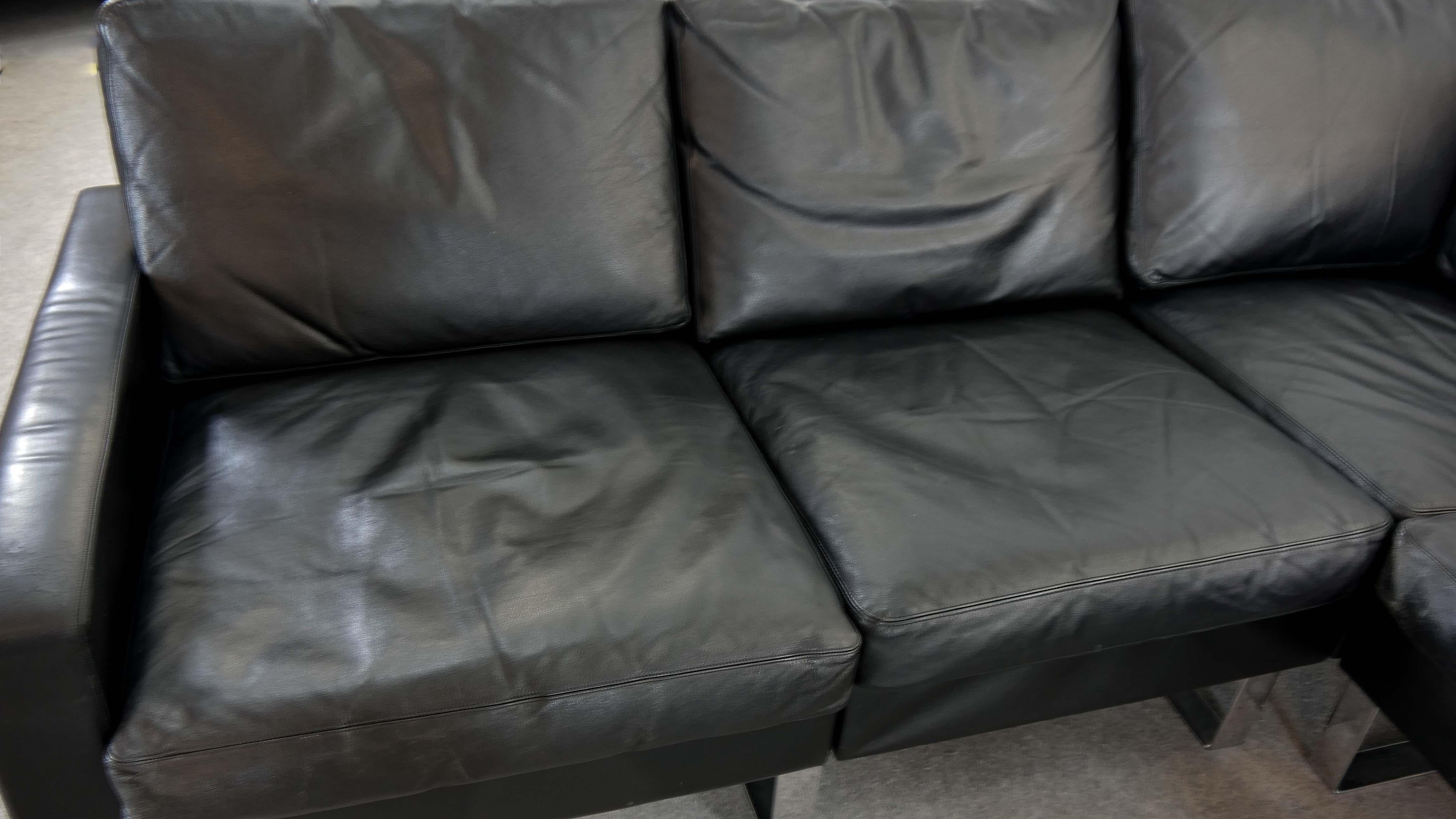 Modulares Conseta-Sofa auf Läufern von COR, Deutschland, aus schwarzem Leder  10