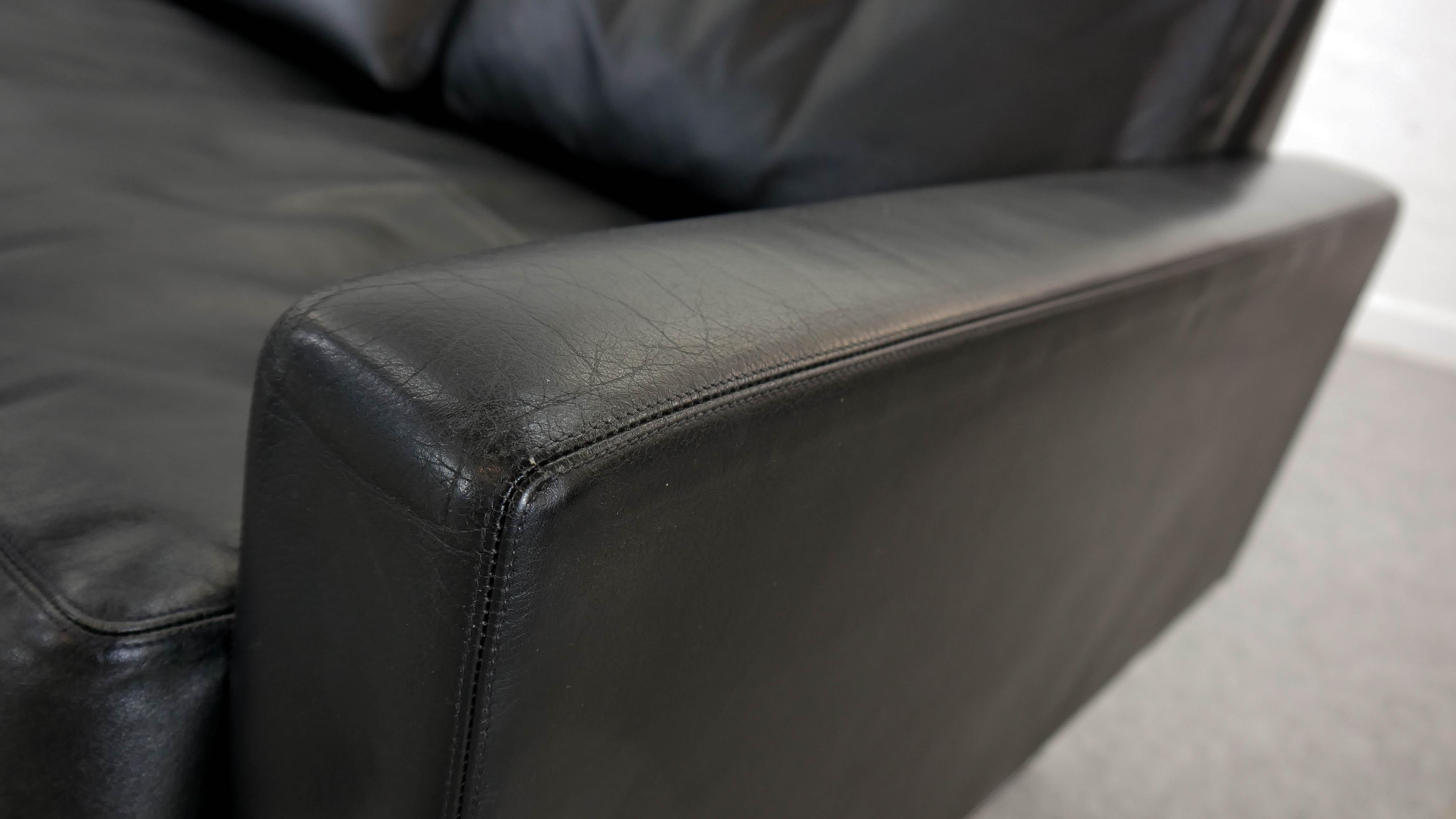 Sectional Modular Conseta Sofa on Runners by COR, Germany in Black Leather  10