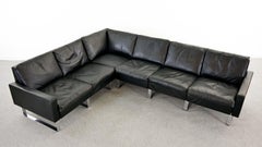 Modulares Conseta-Sofa auf Läufern von COR, Deutschland, aus schwarzem Leder