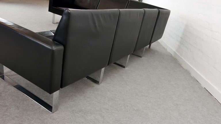 Sectional Modular Conseta Sofa on Runners by COR, Germany in Black Leather  3