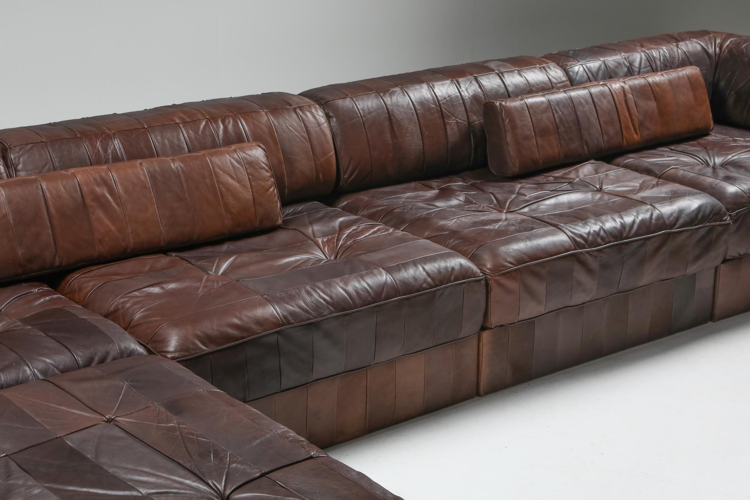 Sectional Modular Sofa in Leather Patchwork by De Sede Switzerland 5