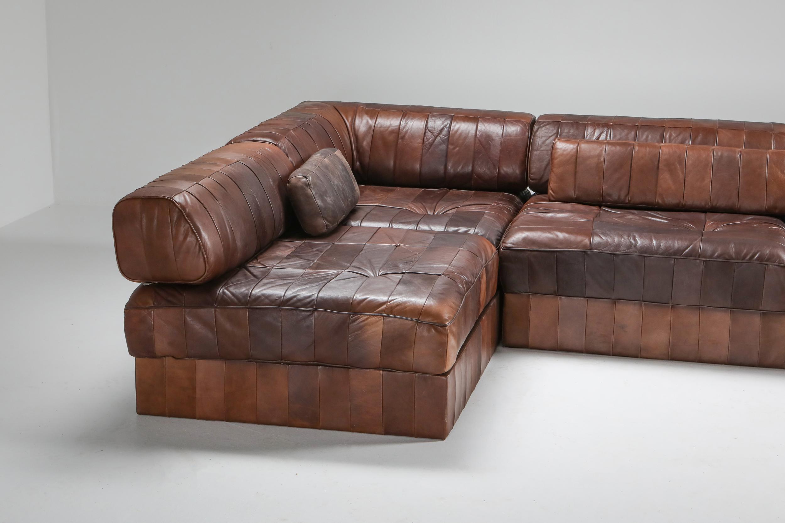 Sectional Modular Sofa in Leather Patchwork by De Sede Switzerland 6