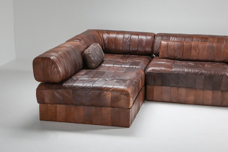 Sectional Modular Sofa in Leather Patchwork by De Sede Switzerland at 1stDibs