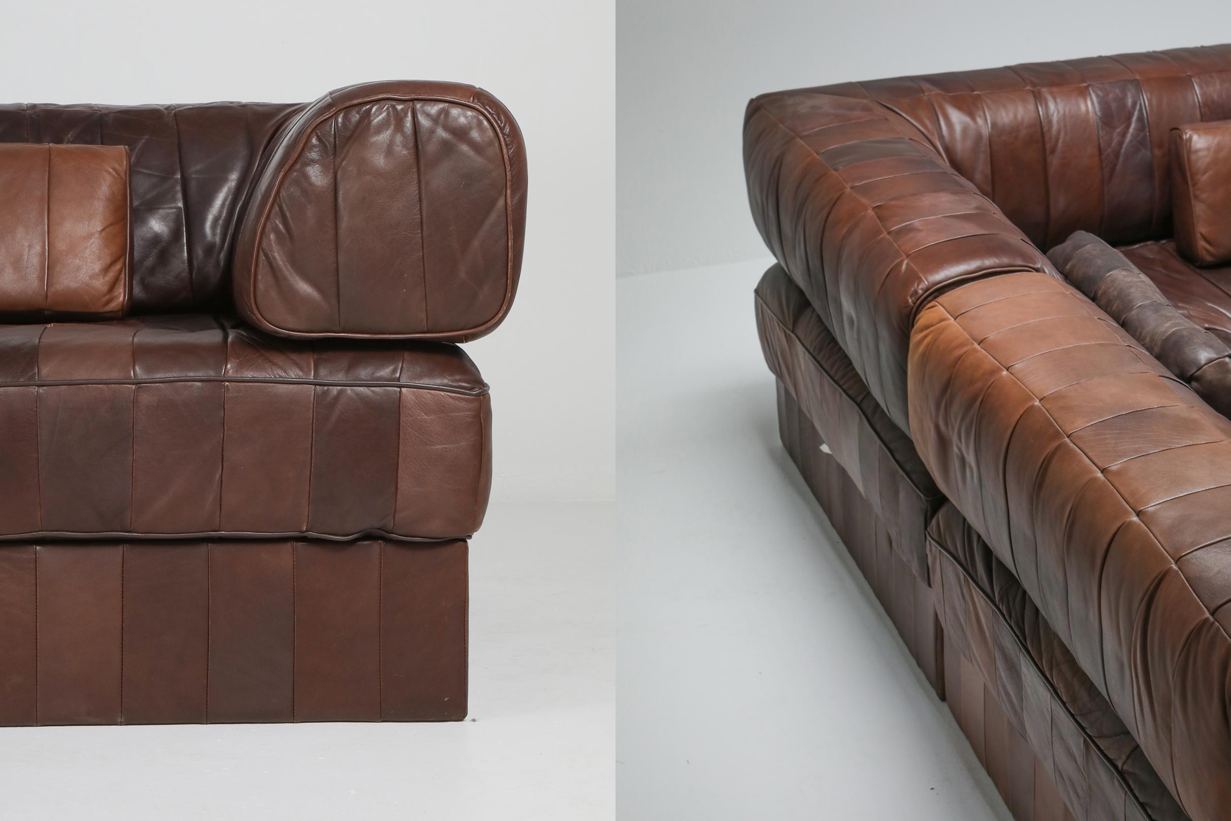 Sectional Modular Sofa in Leather Patchwork by De Sede Switzerland 7