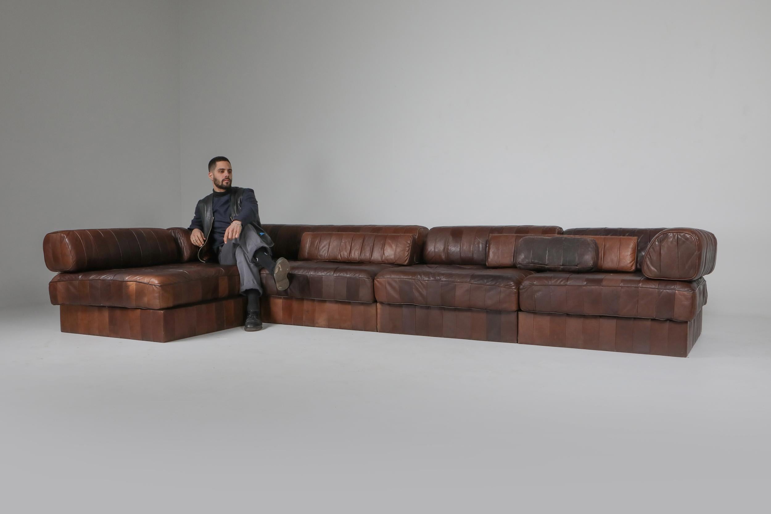 Sectional Modular Sofa in Leather Patchwork by De Sede Switzerland 2