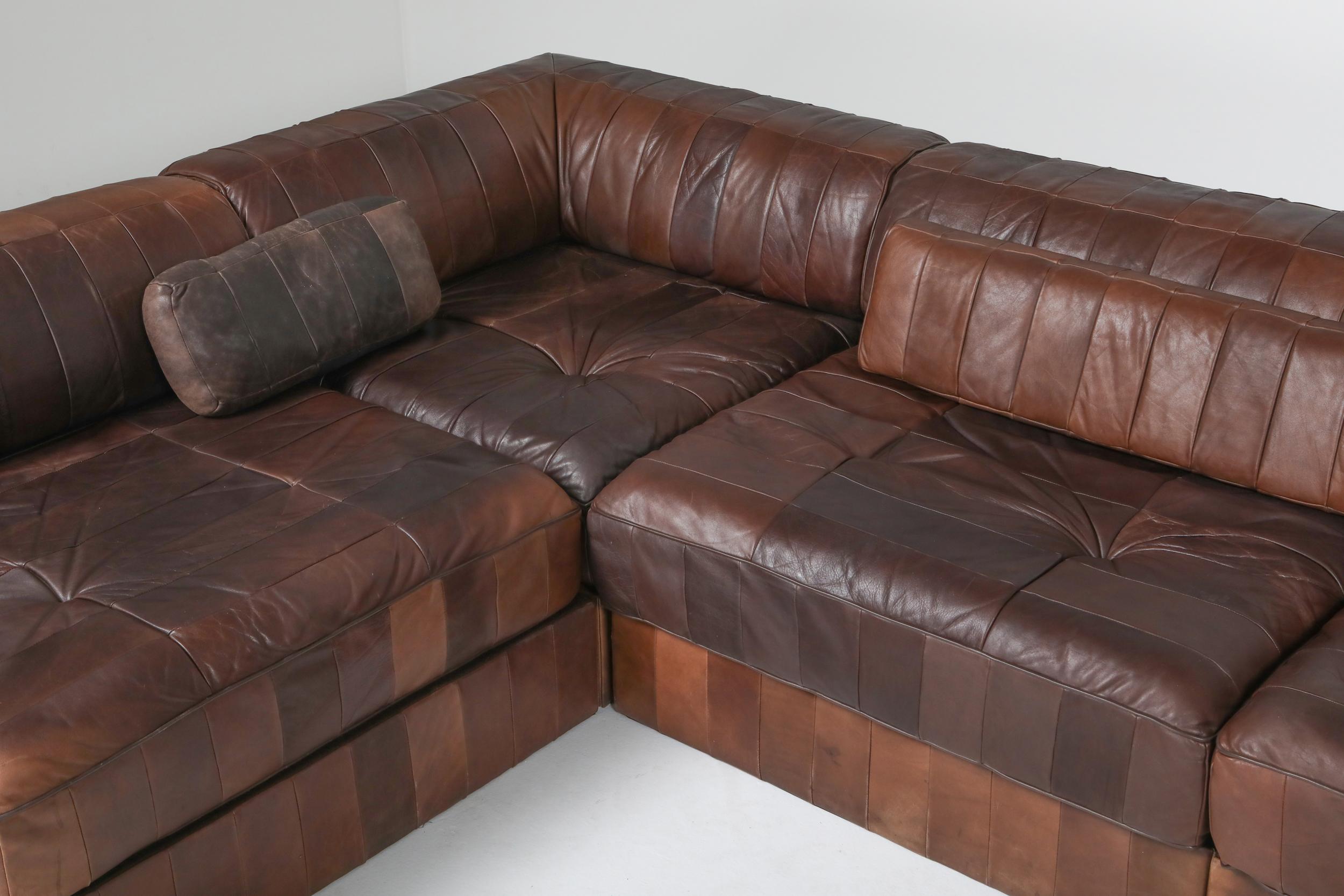 Sectional Modular Sofa in Leather Patchwork by De Sede Switzerland 3