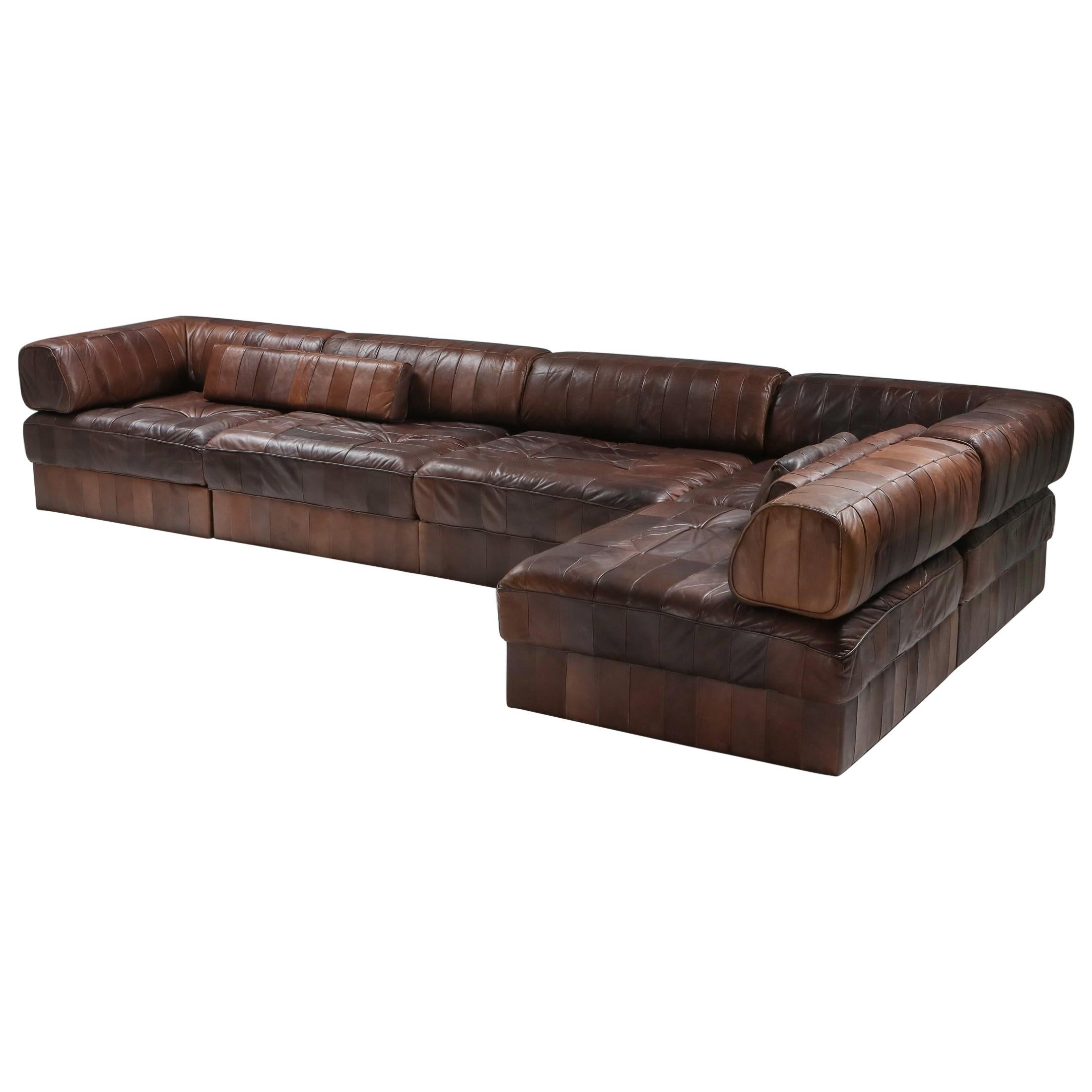 Sectional Modular Sofa in Leather Patchwork by De Sede Switzerland