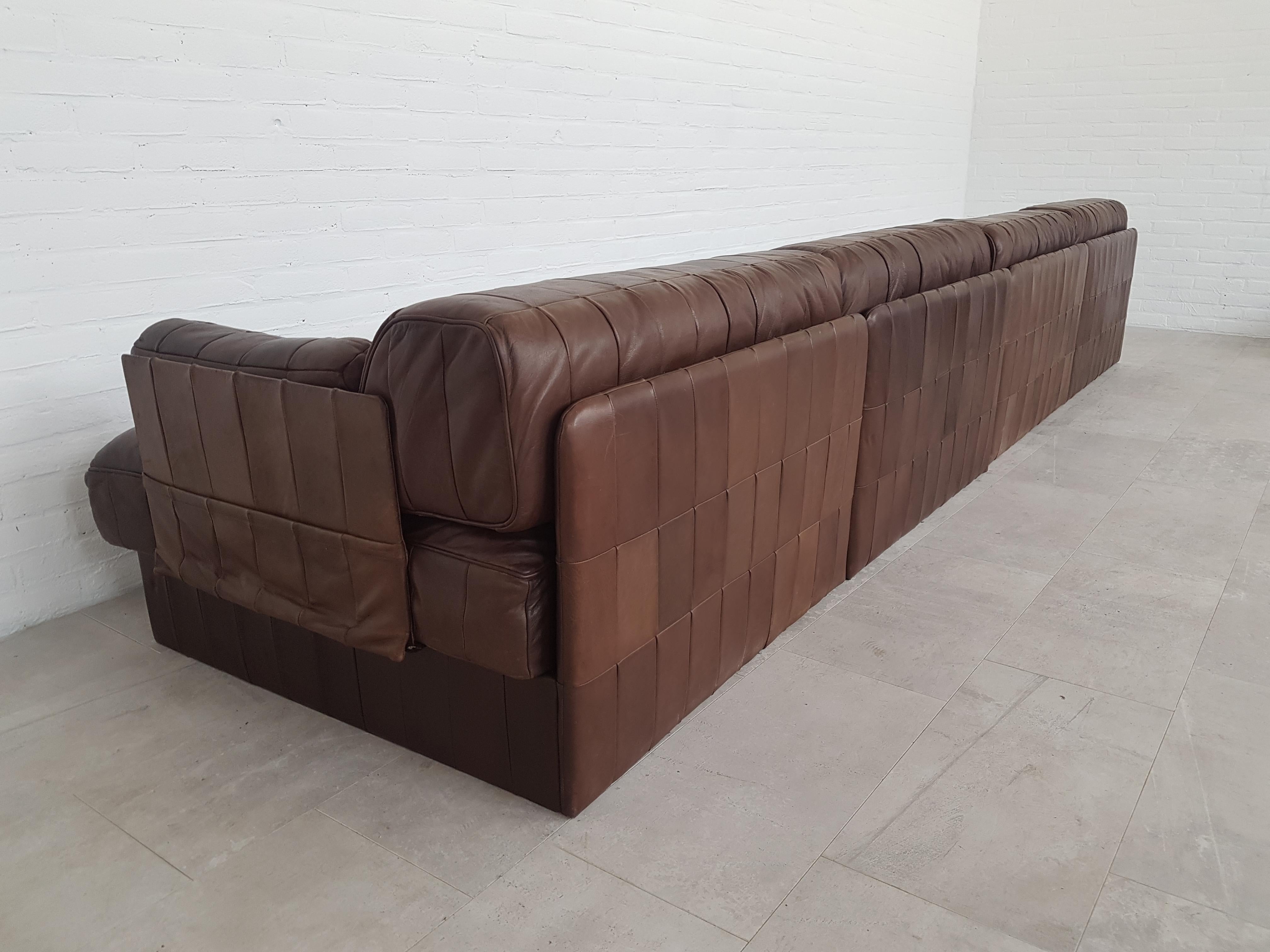 Sectional Patchwork Brown Leather De Sede DS 88 Sofa 5