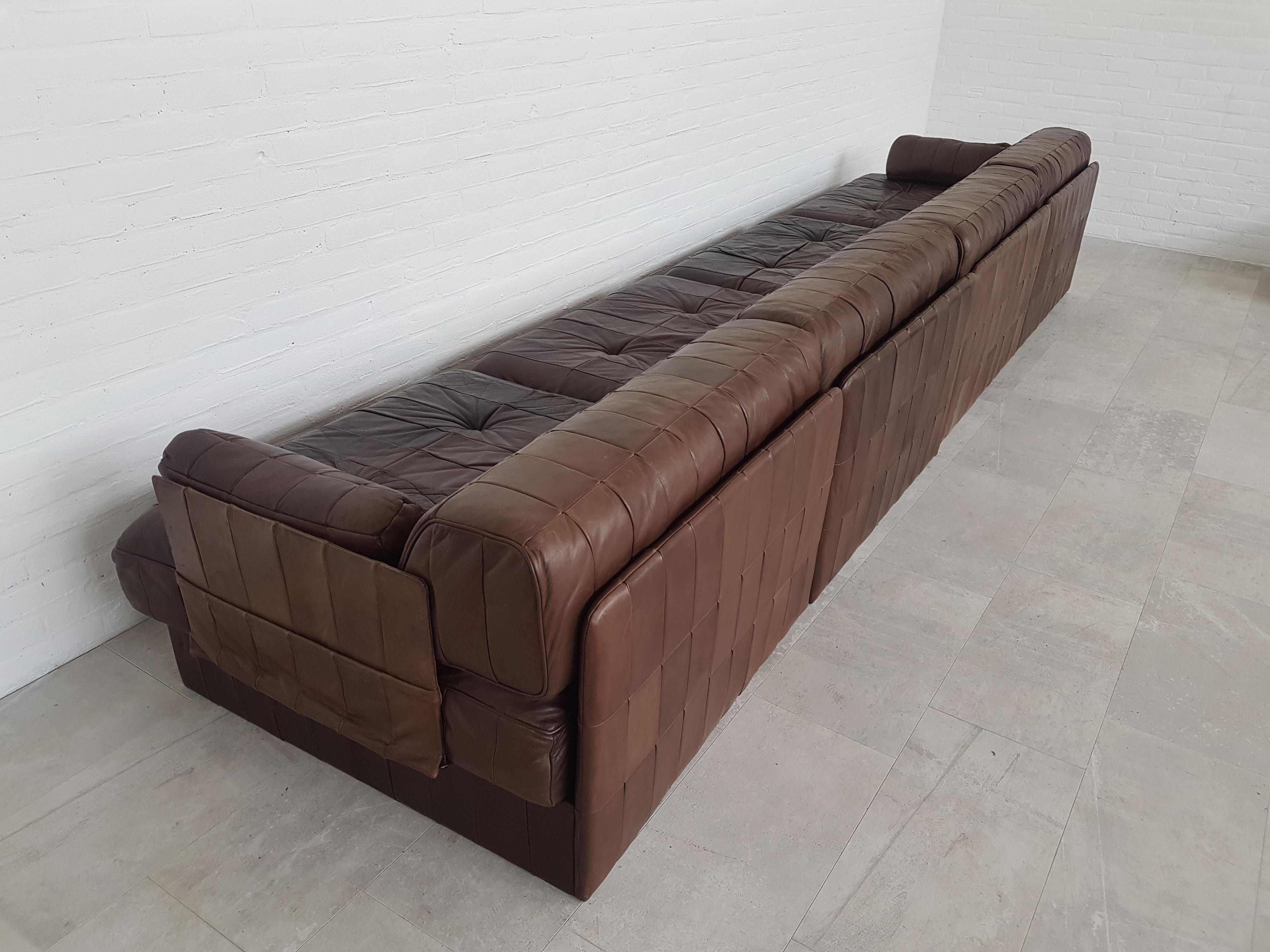 Sectional Patchwork Brown Leather De Sede DS 88 Sofa 6