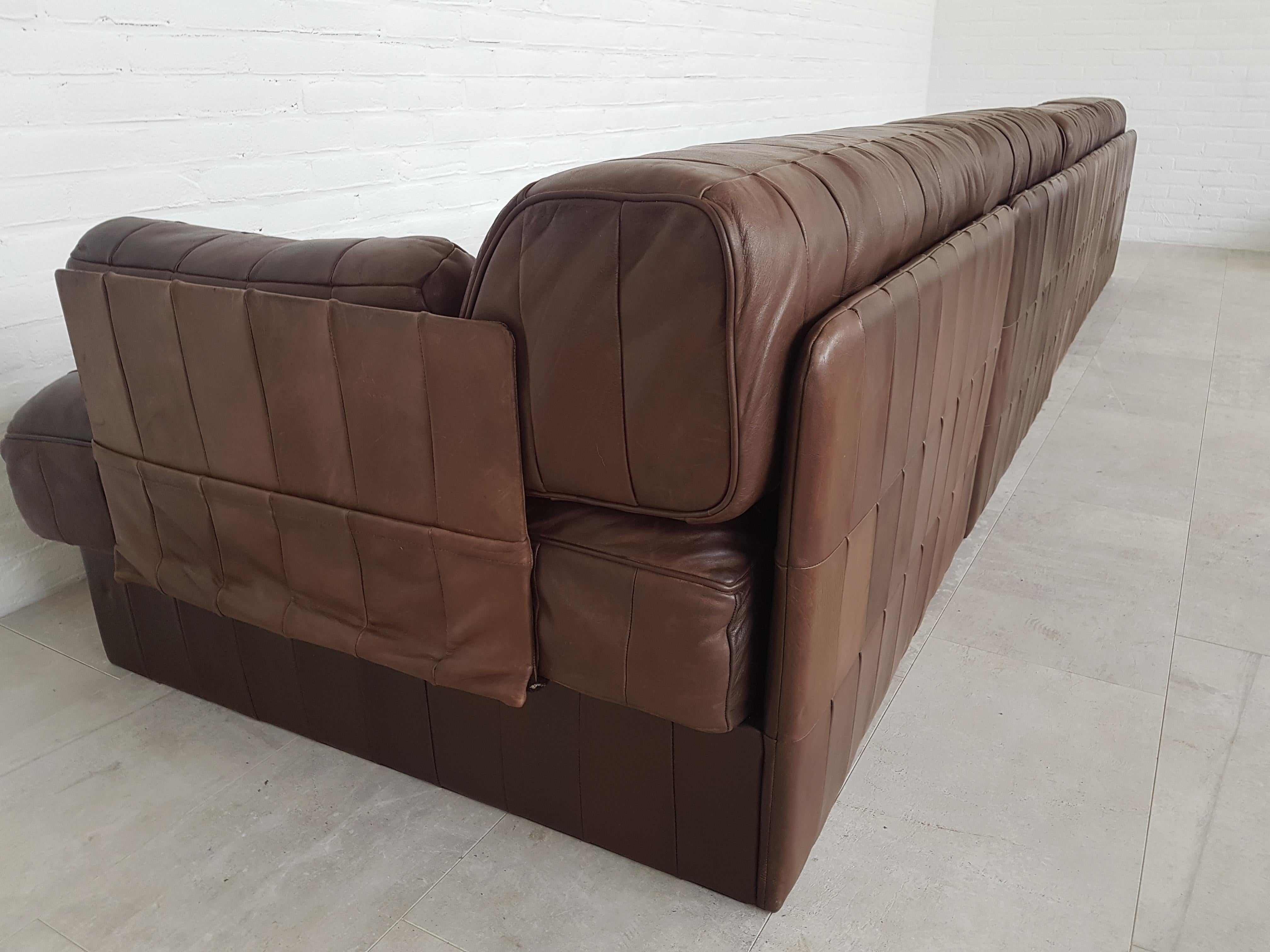 Sectional Patchwork Brown Leather De Sede DS 88 Sofa 7